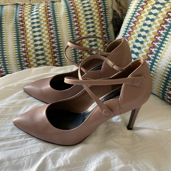 Charles & Keith Taupe Pointed Stiletto Heels with Straps - Picture 1 of 3